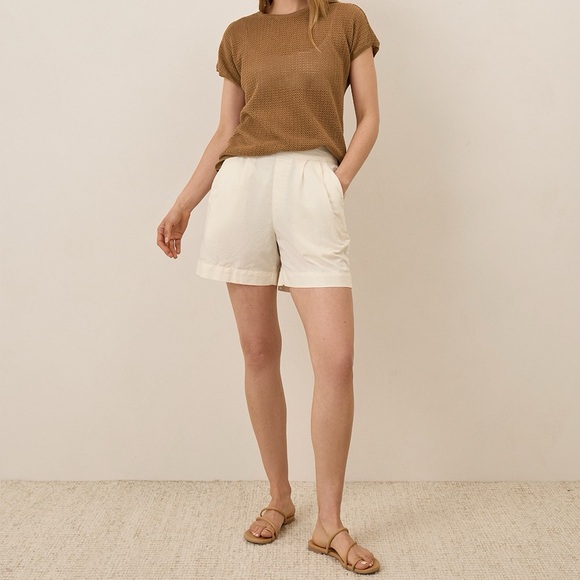 Pact Canopy Organic Cotton Linen Blend High-Waisted Shorts Bone XL 16/18/20 - Picture 6 of 12